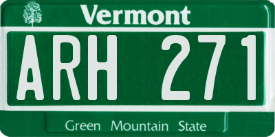 VT license plate ARH271