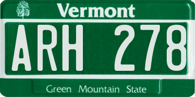 VT license plate ARH278