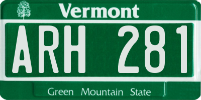VT license plate ARH281