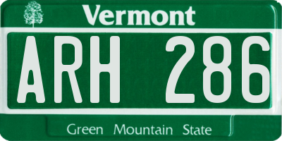 VT license plate ARH286