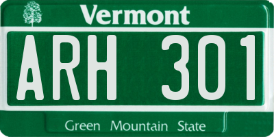 VT license plate ARH301