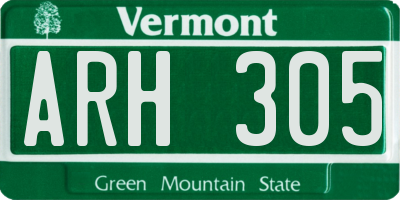 VT license plate ARH305