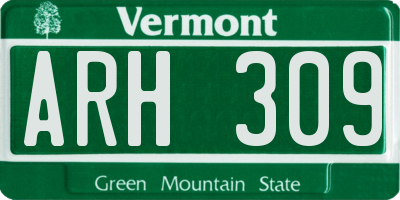 VT license plate ARH309