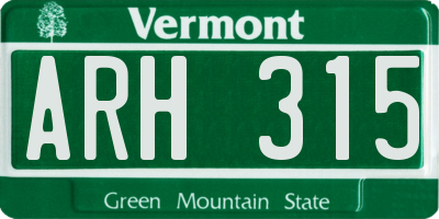 VT license plate ARH315