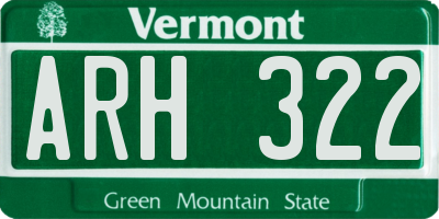 VT license plate ARH322