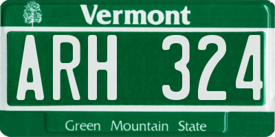 VT license plate ARH324