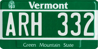 VT license plate ARH332