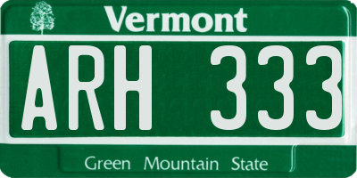 VT license plate ARH333