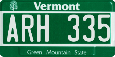 VT license plate ARH335