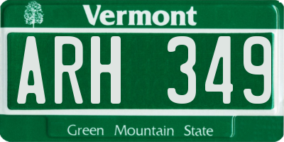 VT license plate ARH349