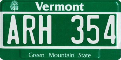 VT license plate ARH354