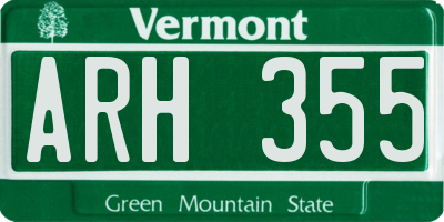 VT license plate ARH355