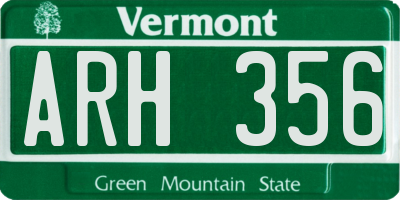 VT license plate ARH356