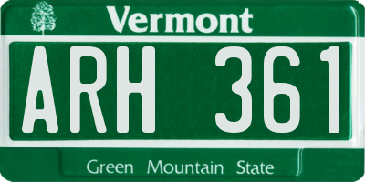VT license plate ARH361