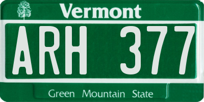 VT license plate ARH377