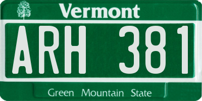 VT license plate ARH381