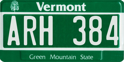 VT license plate ARH384