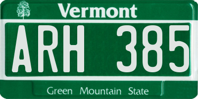 VT license plate ARH385