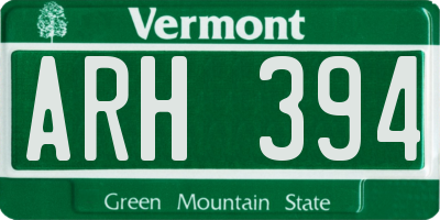 VT license plate ARH394
