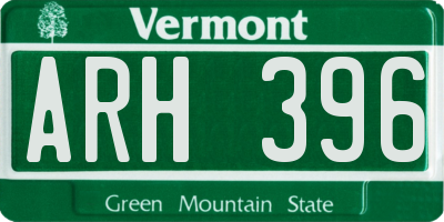 VT license plate ARH396