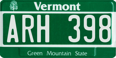 VT license plate ARH398
