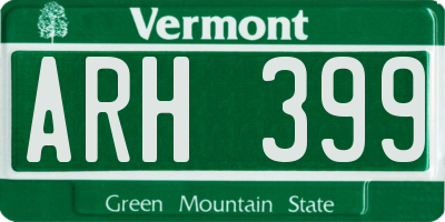 VT license plate ARH399