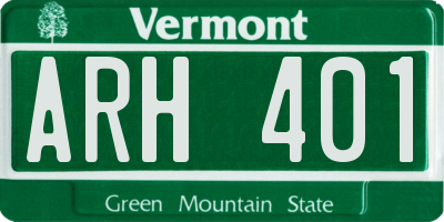 VT license plate ARH401
