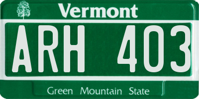 VT license plate ARH403