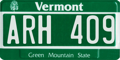VT license plate ARH409