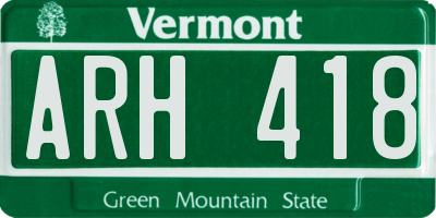 VT license plate ARH418