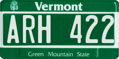 VT license plate ARH422