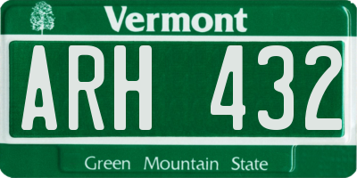 VT license plate ARH432