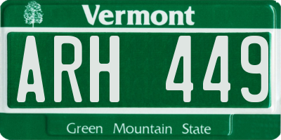 VT license plate ARH449