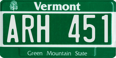 VT license plate ARH451