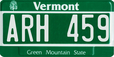 VT license plate ARH459
