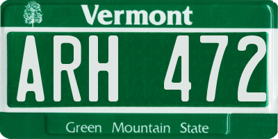 VT license plate ARH472