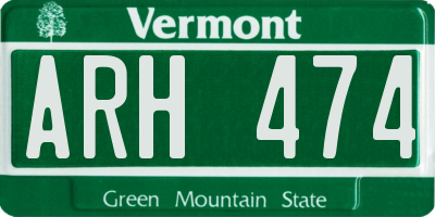 VT license plate ARH474
