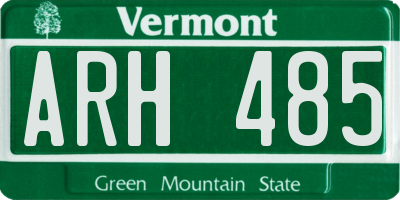 VT license plate ARH485