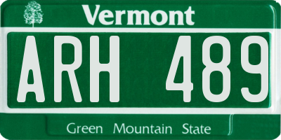 VT license plate ARH489