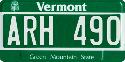 VT license plate ARH490
