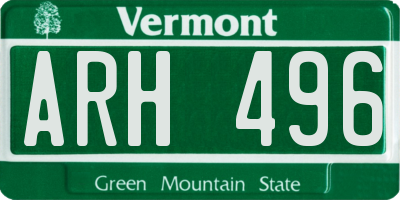 VT license plate ARH496