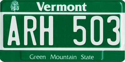 VT license plate ARH503