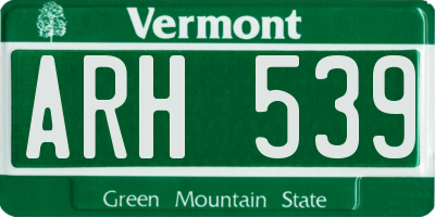 VT license plate ARH539