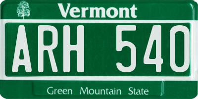VT license plate ARH540