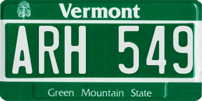 VT license plate ARH549