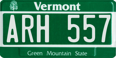 VT license plate ARH557