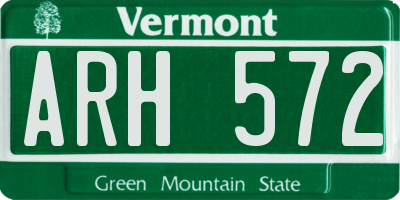 VT license plate ARH572