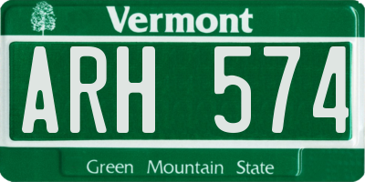 VT license plate ARH574