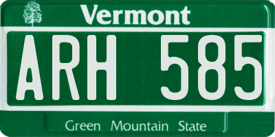 VT license plate ARH585