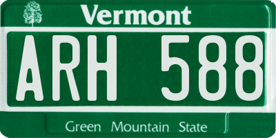 VT license plate ARH588